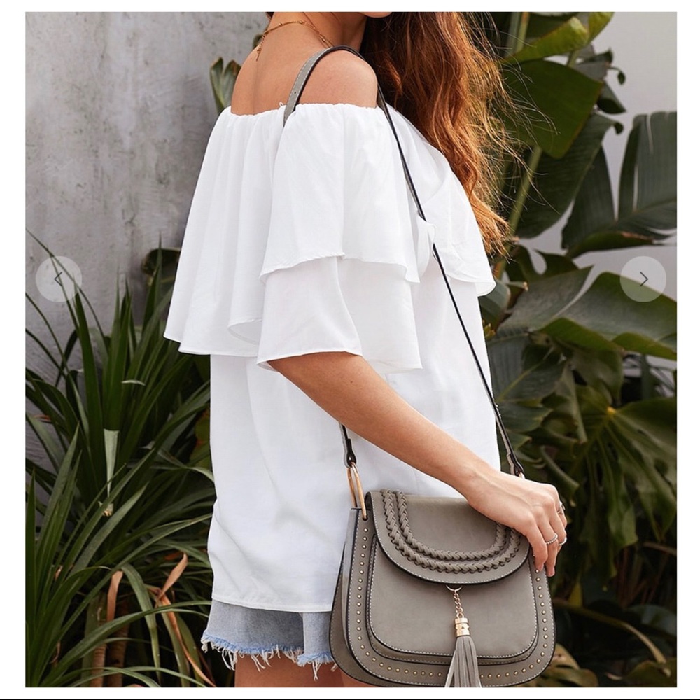 Boho Soft Breeze Layered Off The Shoulder Top - Picture 2 of 4